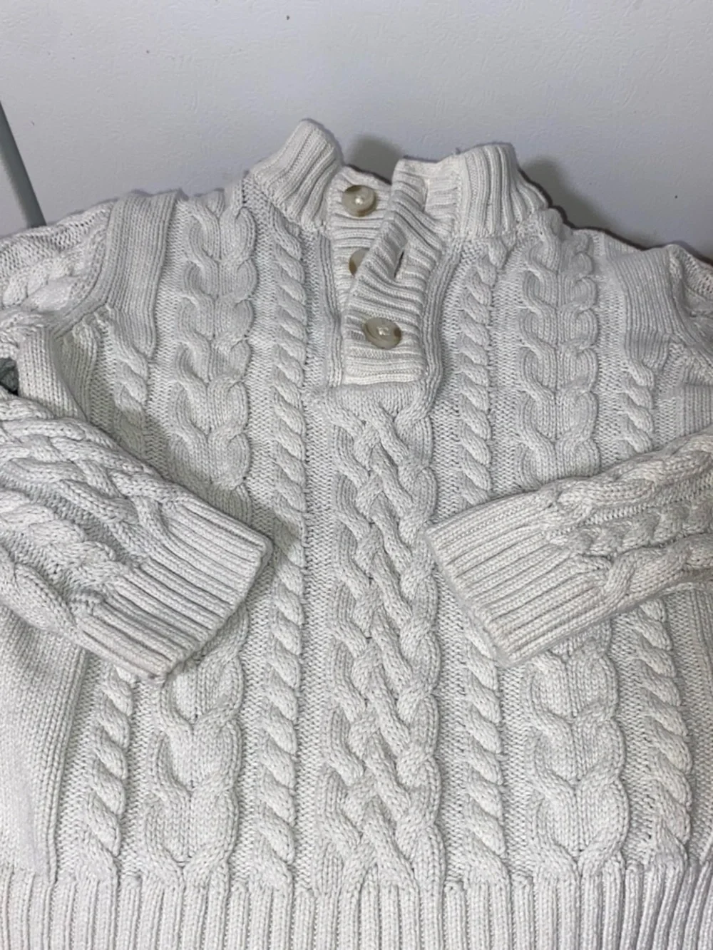Kids Cable Knit Button Mock Neck Sweater - Cream- Gymboree 2T